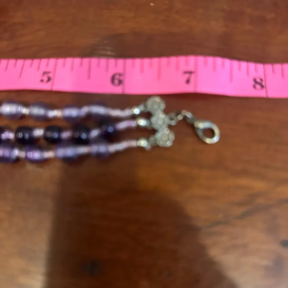 Purple Glass Beaded Necklace Bracelet Jewelry Set Boho Bohemian Beads